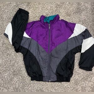Vintage Active Wear Retro Color-block Windbreaker - size medium